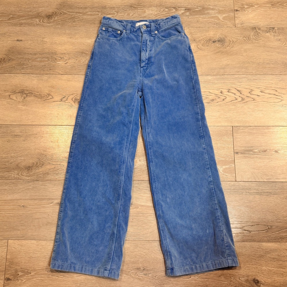 BDG‎ Blue Corduroy Wide Leg Crop Pants High & Wide Womens Size 24 or 00